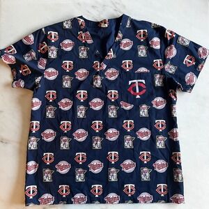 Minnesota Twins MLB Baseball All Over Print Scrub Top XL